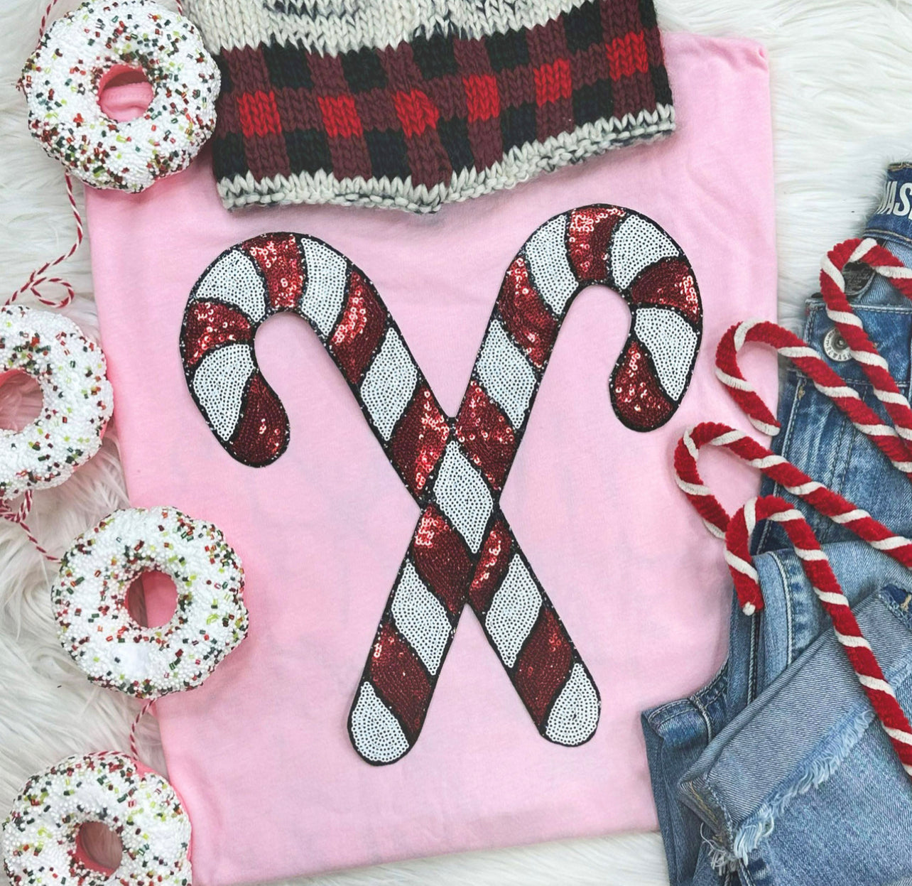 Candy Cane Sequin Patch