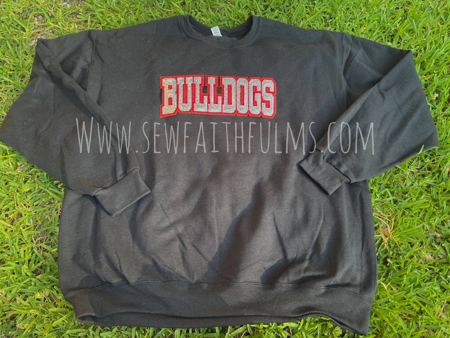 Bulldogs Red Silver Sequin Patch