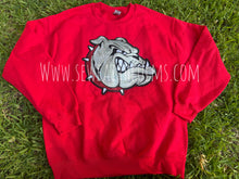 Load image into Gallery viewer, Bulldog Face Red Silver Sequin Patch

