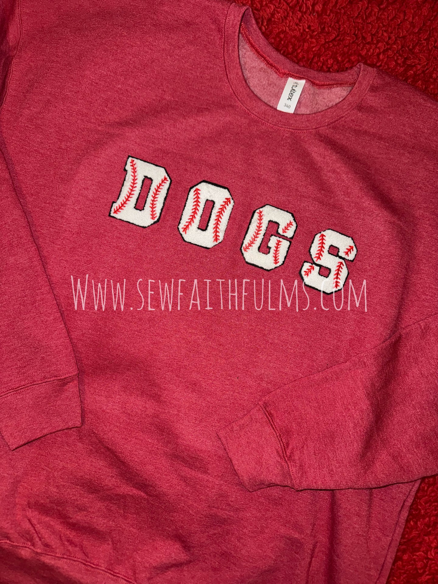 DOGS Baseball Chenille Letters