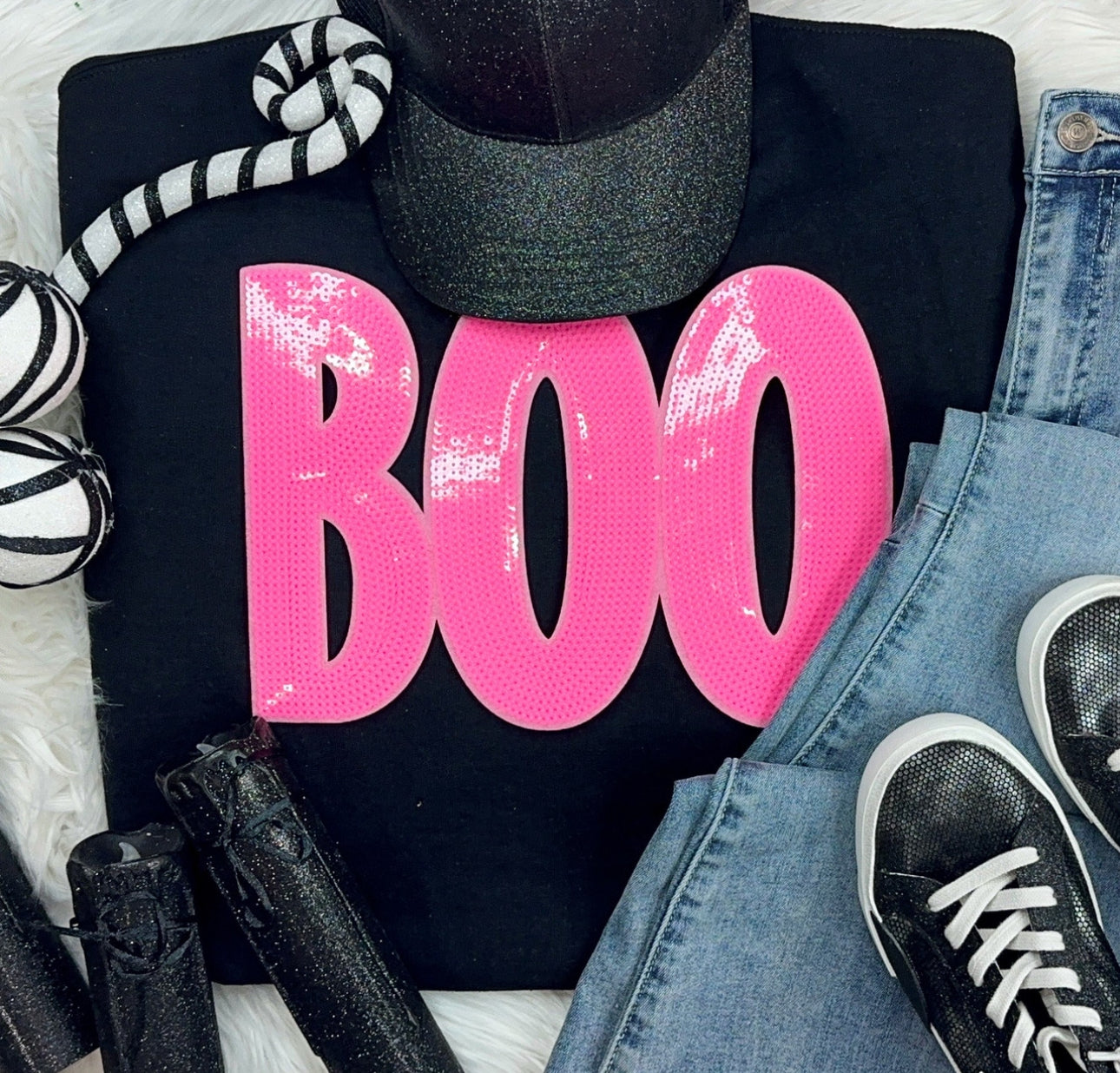 BOO Pink Sequin Patch