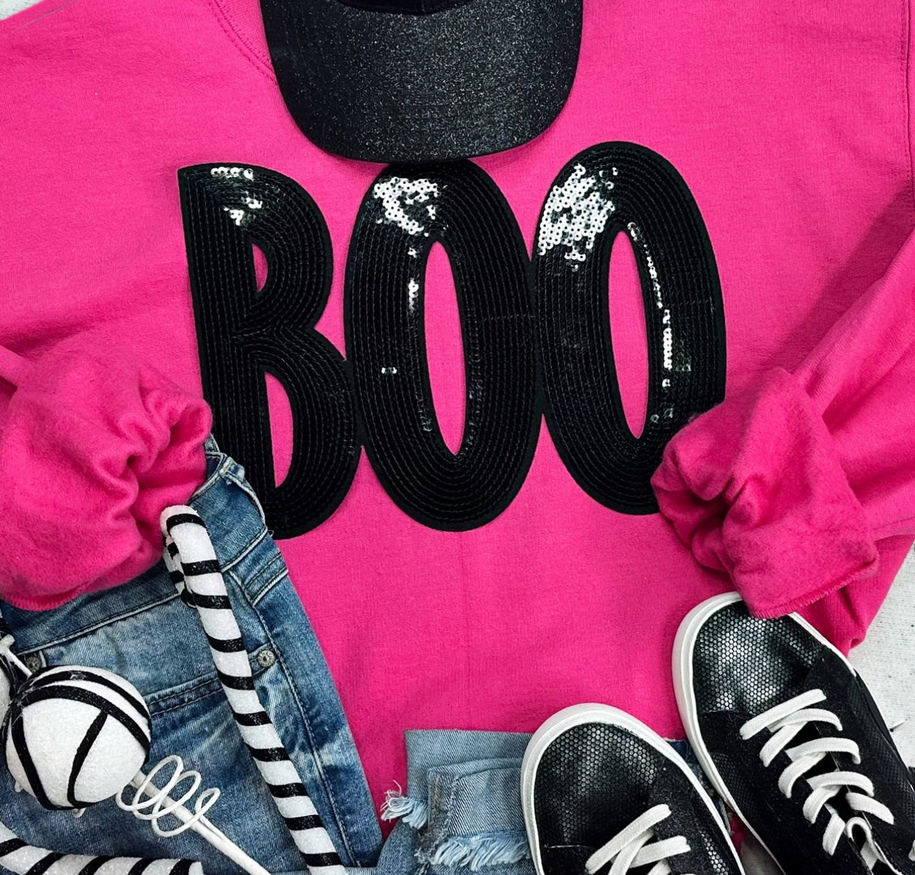 BOO Black Sequin Patch