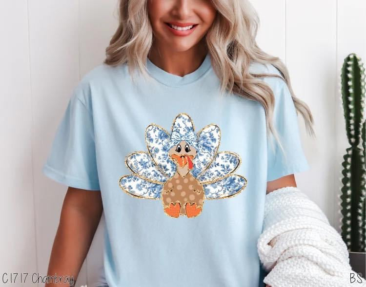 Blue Floral Turkey