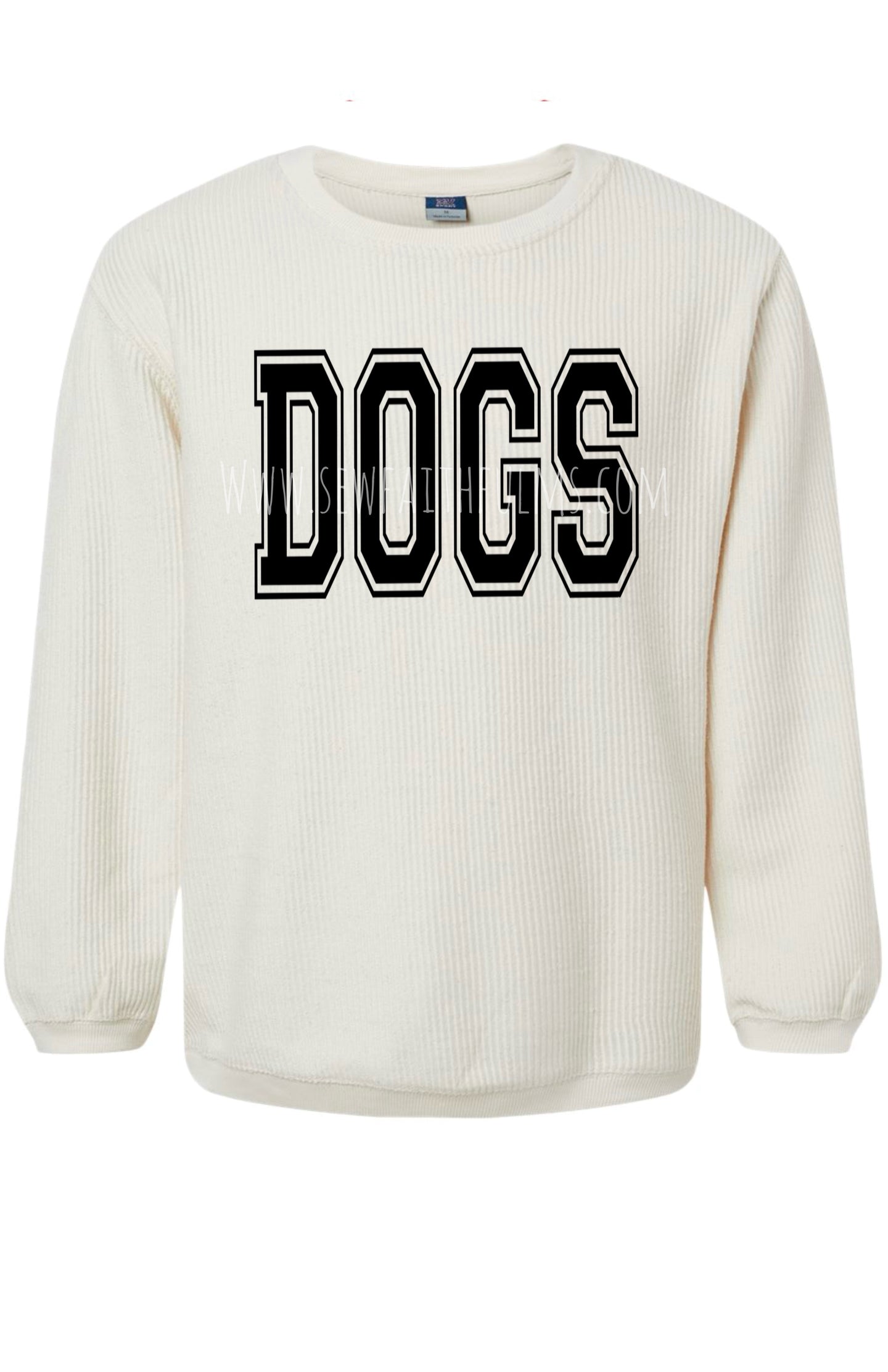 DOGS - Black - Corded crew (Ivory)