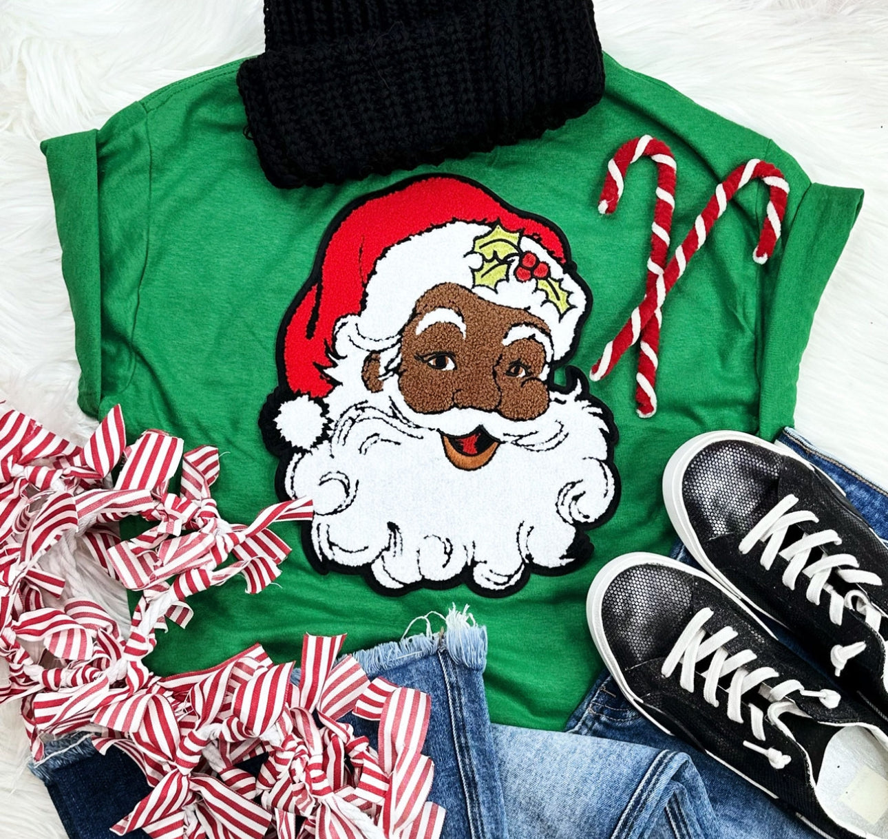 Santa Chenille Patch - Dark Skin