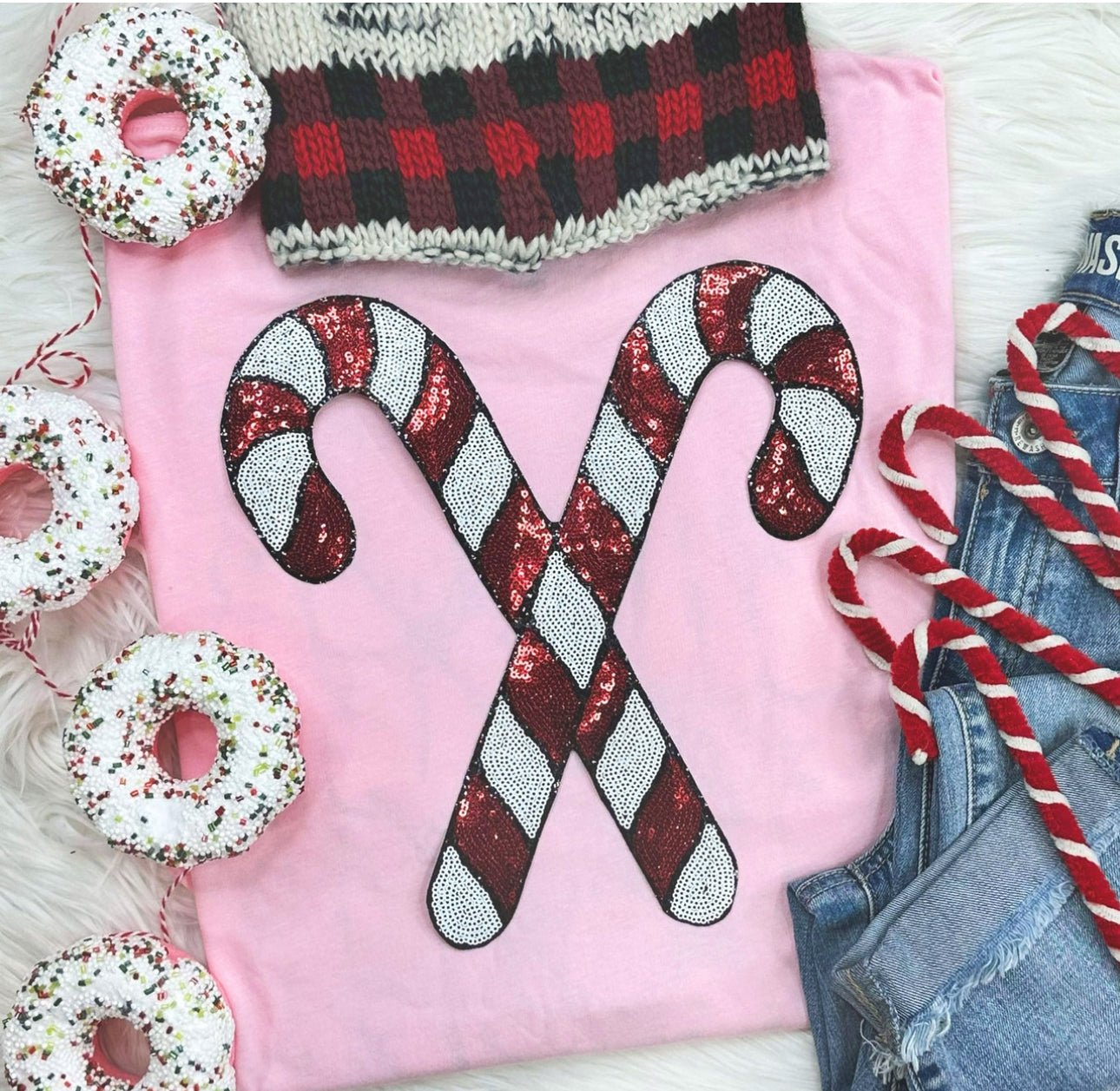 Candy Cane Sequin Patch