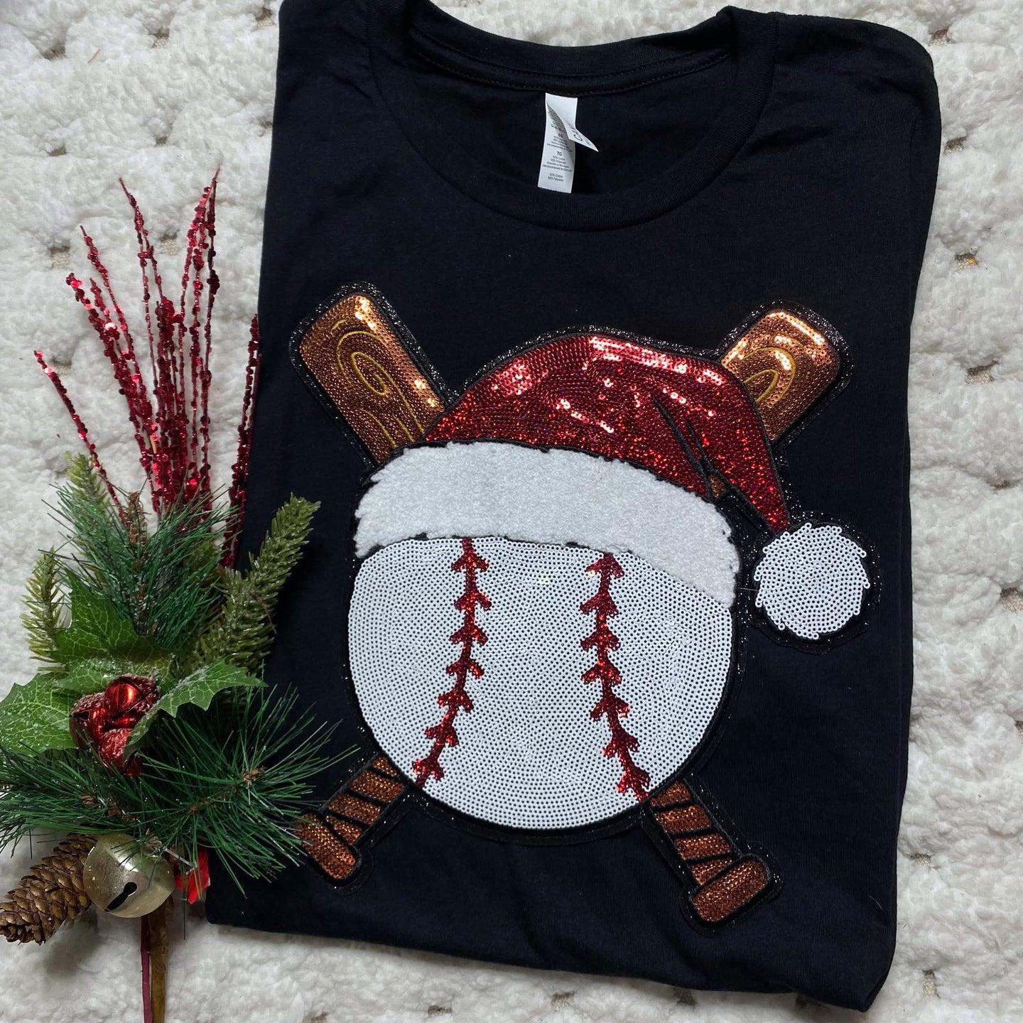 Baseball with Santa Hat