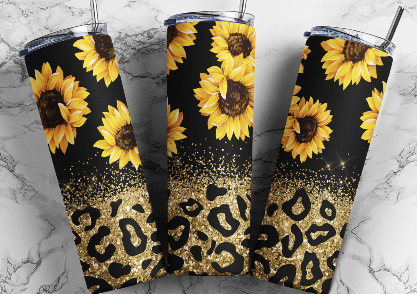 Tumbler - Leopard and Sunflowers